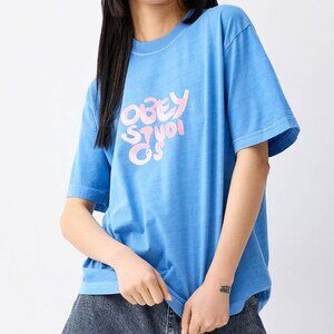 Obey Studios Bubblegum Faded Blue/Teal Tee 100% Cotton